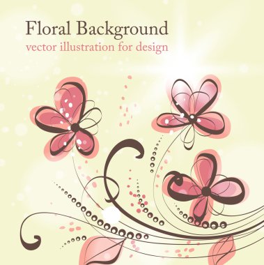 el ile tebrik vektör kartı retro tasarım çiçek, çiçek arka plan çekilmiş