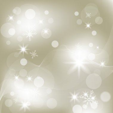 Beyaz kar taneleri ve ışıkları olan soyut Noel kartı