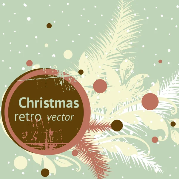 Banner de Navidad retro con rama de árbol de piel y adorno floral para el diseño de tarjetas vintage — Archivo Imágenes Vectoriales