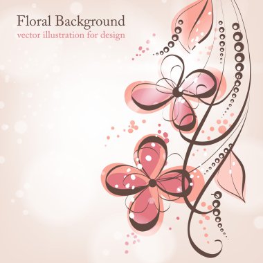 el ile tebrik vektör kartı retro tasarım çiçek, çiçek arka plan çekilmiş