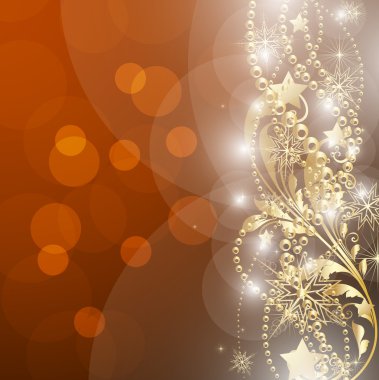 Beyaz kar taneleri ve ışıkları olan soyut Noel kartı