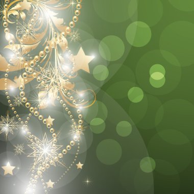 Beyaz kar taneleri ve ışıkları olan soyut Noel kartı