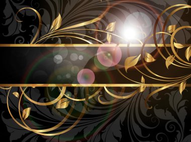 çiçek süsleme altın çerçeveli yapraklar ve çiçekler için retro tasarım