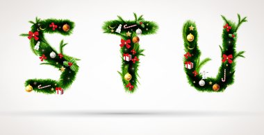 s t u, vektör Noel ağacı yazı tipi