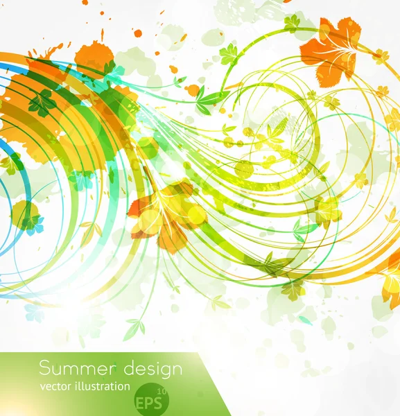 与阳光花卉夏季设计元素 — 图库矢量图片