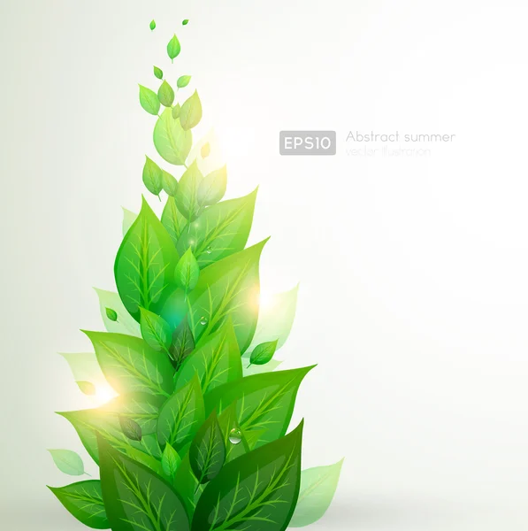 Fresh green leaves and sun shine for summer design — Stock Vector