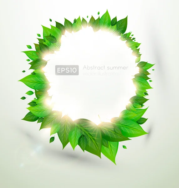 Fresh green leaves and sun shine for summer design — Stock Vector