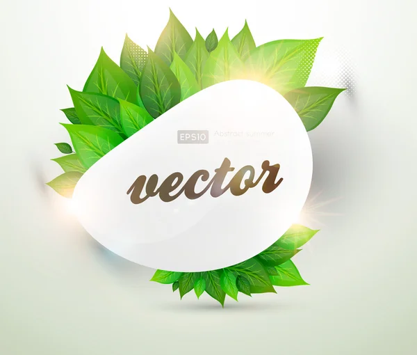 新鮮な緑の葉と夏の設計のための太陽の輝き — ストックベクタ