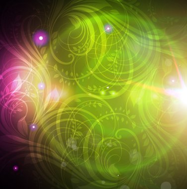 Güneş, yıldız ve kızdırma sparks ile sorunsuz duvar kağıdı arka plan. Renkli yaz tasarım