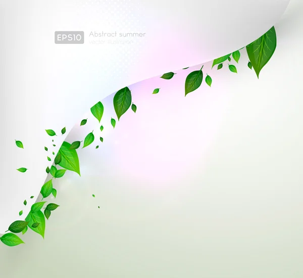 Feuilles vertes fraîches et soleil brillant pour le design d'été — Image vectorielle