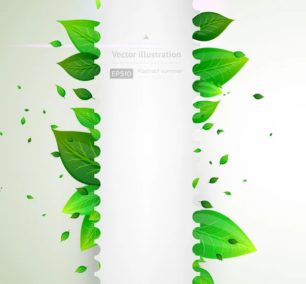 Färska gröna blad och solen skina för sommar design — Stock vektor