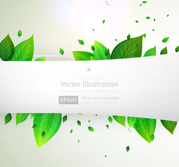 Feuilles vertes fraîches et soleil brillant pour le design d'été — Image vectorielle