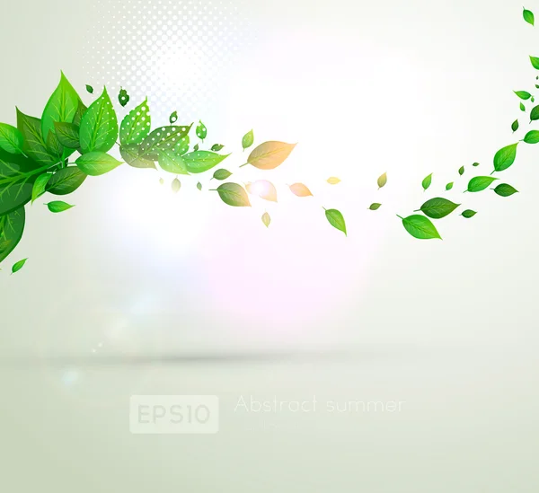 Fresh green leaves and sun shine for summer design — Stock Vector