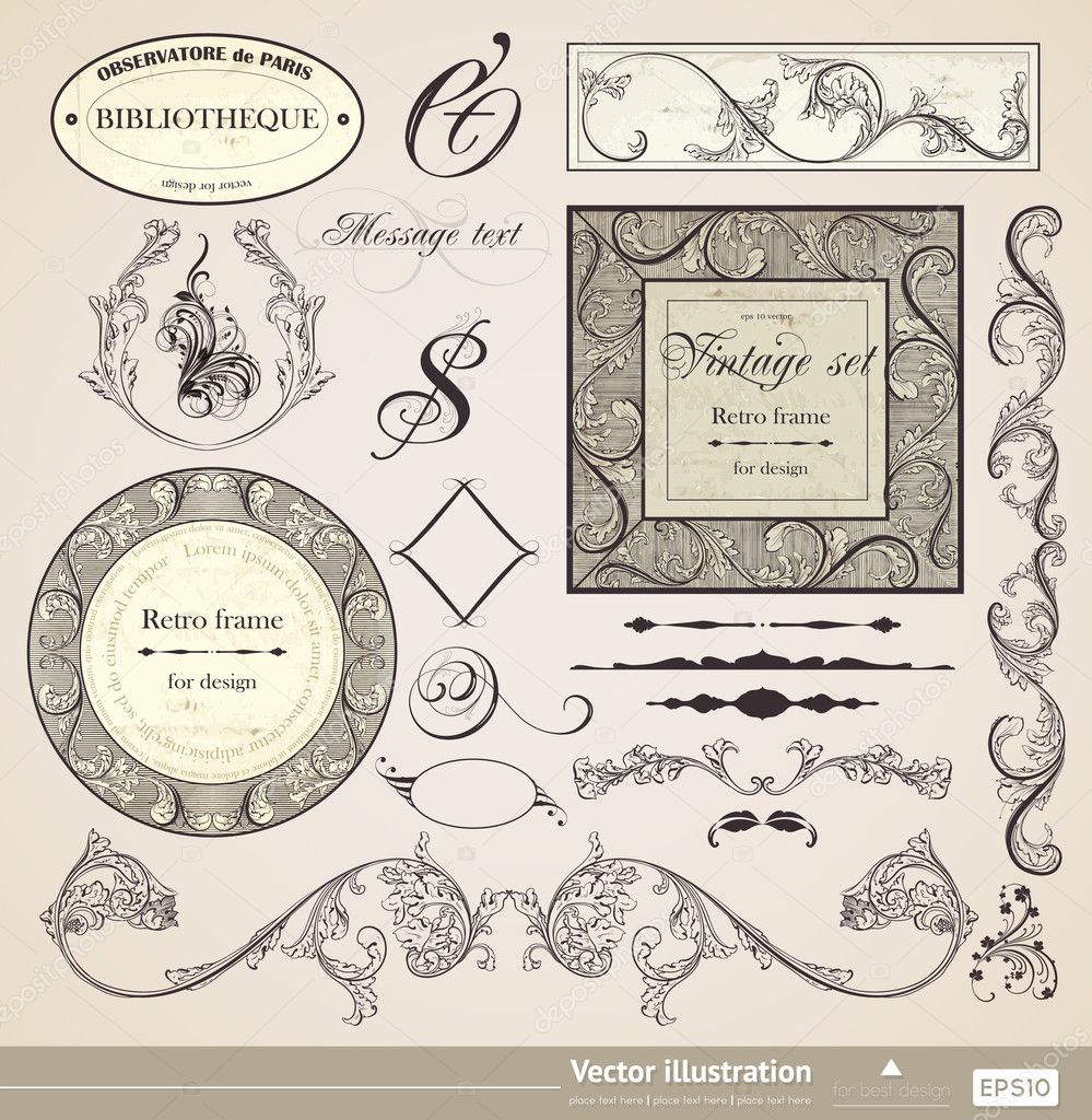 Vector set: calligraphic design elements and page decoration