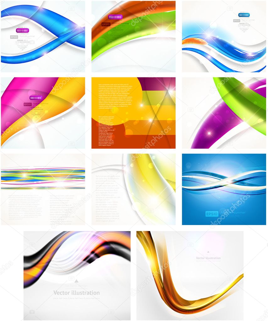 Abstract vector background set: 8 backgrounds