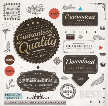 vintage design retro tarzı etiket koleksiyonu. eski kağıt doku arka plan