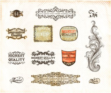 vintage design retro tarzı etiket koleksiyonu. eski kağıt doku arka plan