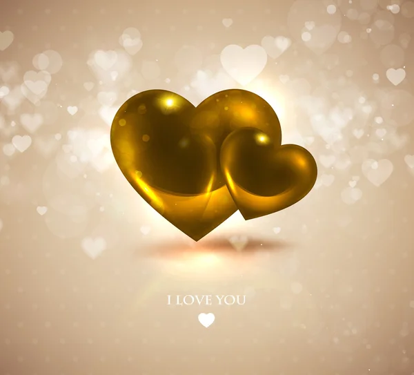 Corazón de oro abstracto con luces brillantes — Stockvector