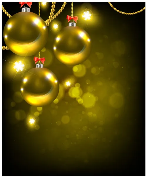 Élégant fond de Noël avec des boules de soirée en or — Image vectorielle