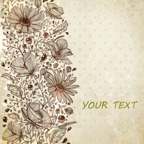 Fond floral élégant, fleurs de gravure rétro pour un design vintage . — Image vectorielle