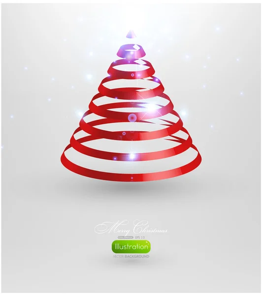 Christmas tree from red ribbon vector background. — Stock Vector