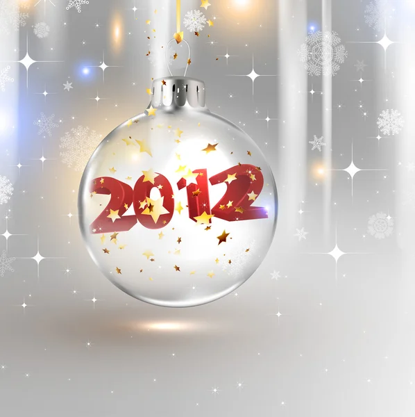 2012 Bonne année fond avec boule de Noël en verre — Image vectorielle