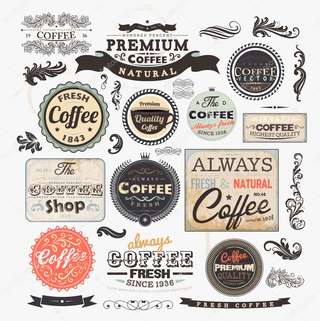 Old style Coffee frames and labels.