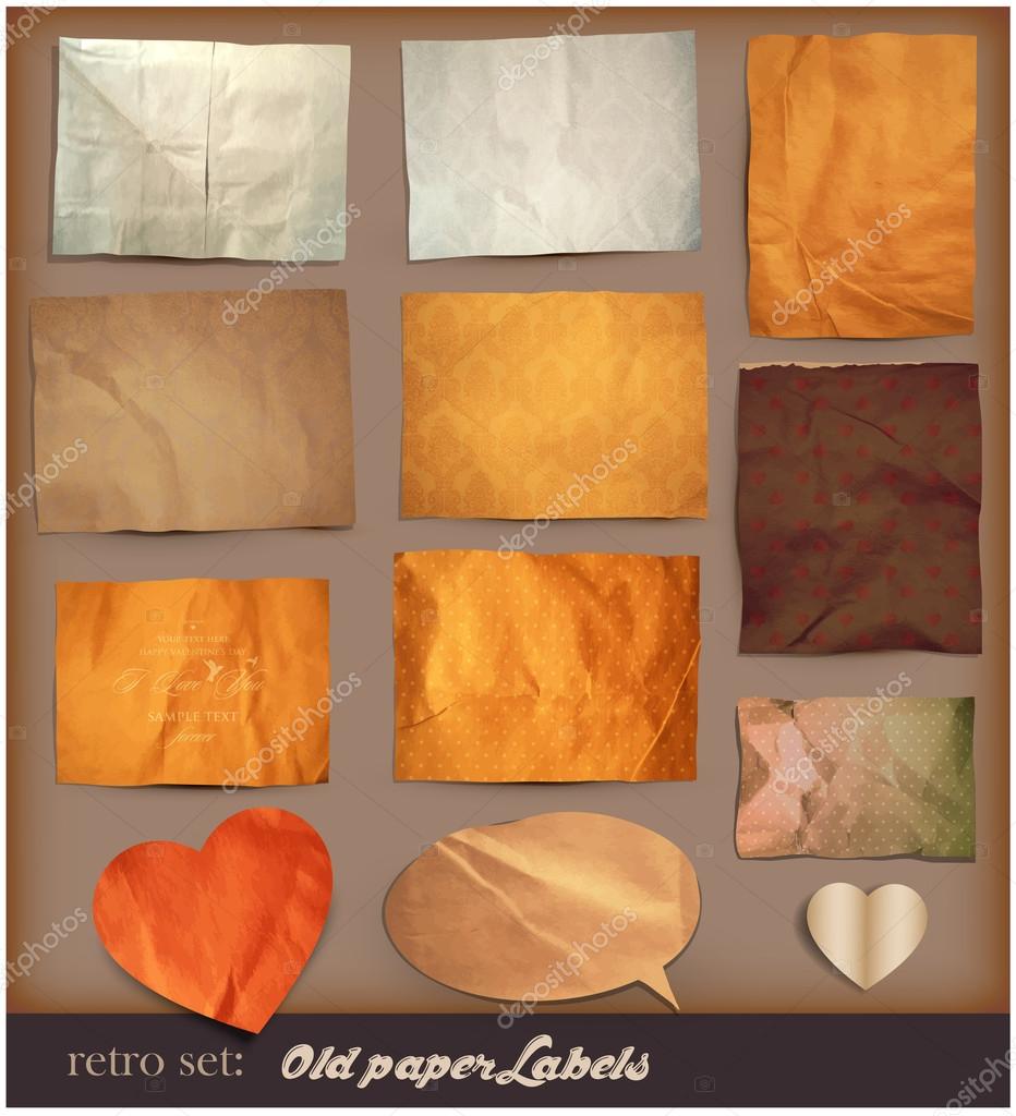 Scrapbooking set. old paper textures: different aged paper elements for your layouts
