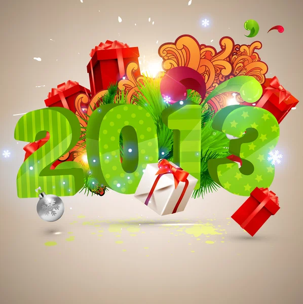 Grandes 2013 letras vectoriales 3d para la Navidad y el diseño de Año Nuevo. Bolas, regalos, adornos - conjunto de elementos para el diseño de Navidad . — Vector de stock