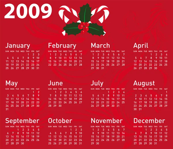 Vektor-Kalender für Weihnachtsdesign. — Stockvektor