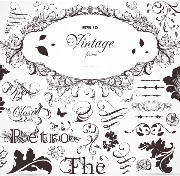 Set vectoriel : éléments de design calligraphique et décoration de page — Image vectorielle