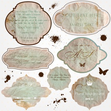 retro davetiye tasarımı için süslü vintage vektör çerçeve kümesi