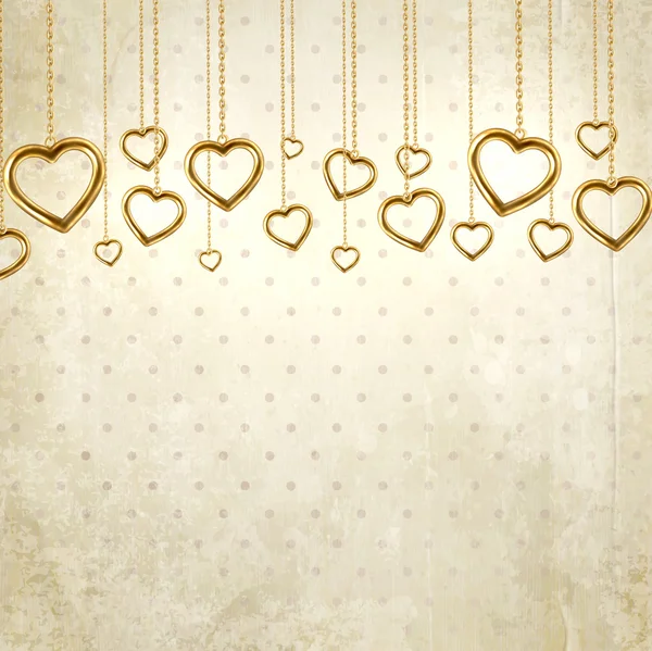 Corações dourados para o projeto do dia do casamento ou dos valentim — Vetor de Stock