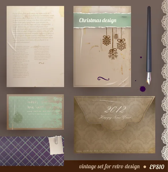 Corporate Christmas Design set, vintage templates. Vector Illustration. — Stock Vector
