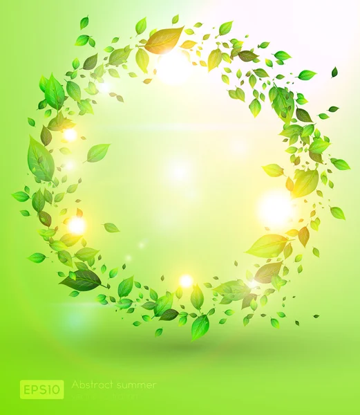 新鮮な緑の葉と夏の設計のための太陽の輝き — ストックベクタ