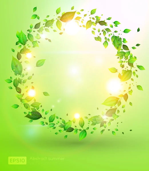 Fresh green leaves and sun shine for summer design — Stock Vector