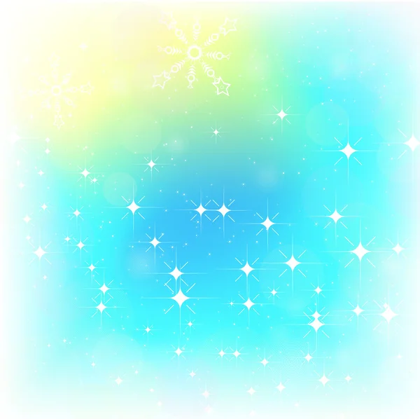 Vecteur - flocons de neige et étoiles, lumière floue dorée . — Image vectorielle