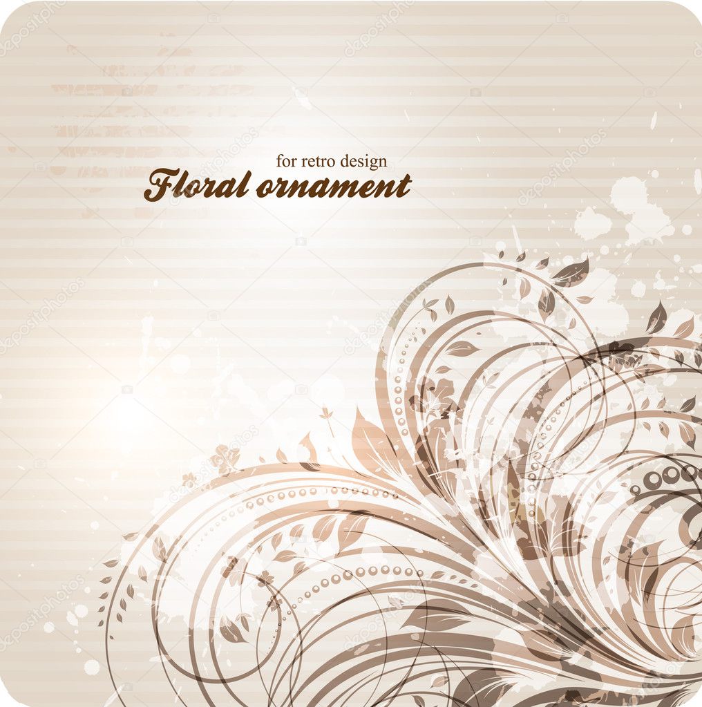 Hand Drawn floral background with flowers, greeting vector card for retro summer design.