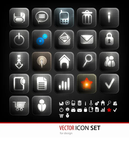 Conjunto de ícones de brilho para aplicações Web - Vector — Vetor de Stock