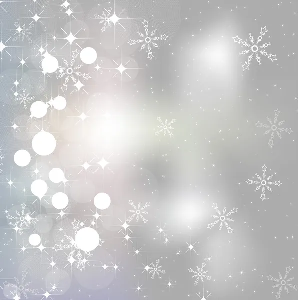 Cartão de Natal abstrato com flocos de neve brancos e luzes — Vetor de Stock