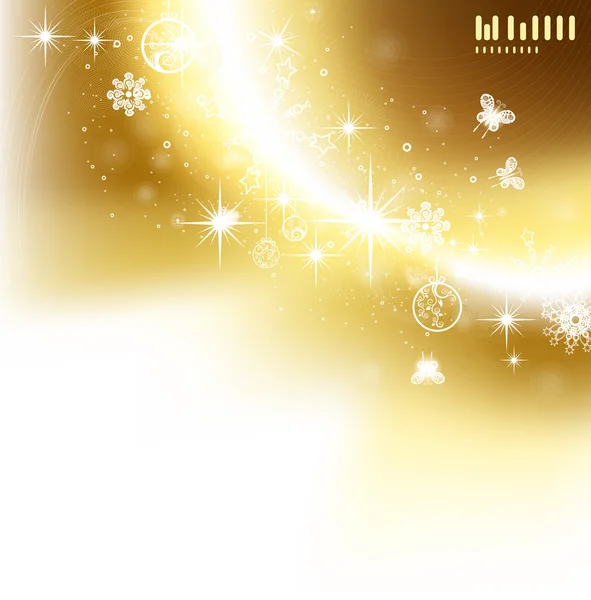 Vector - snowflakes and stars, golden blur light — Stock Vector