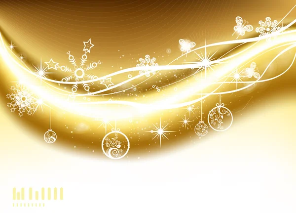 矢量-雪花、 星星、 金黄模糊光 — 图库矢量图片