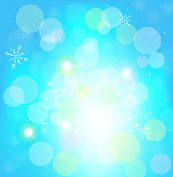 Abstract Christmas card with white snowflakes and lights — Stock Vector