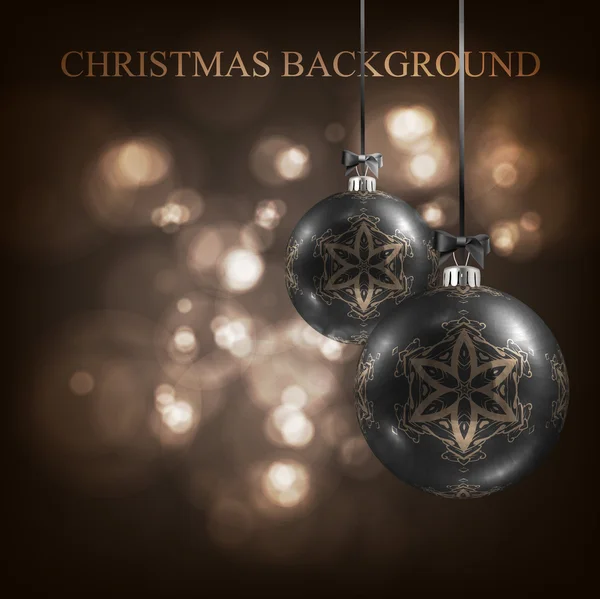 Elegant christmas achtergrond met zwarte avond ballen, bokeh achtergrond — Stockvector