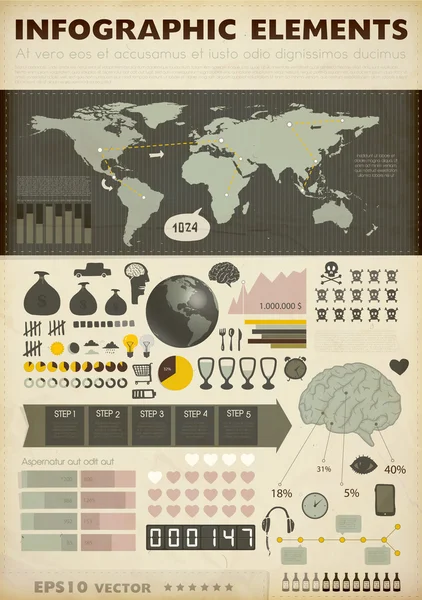 Öğeleri infographics ayarlayın. Dünya grafik harita ve bilgi — Stok Vektör