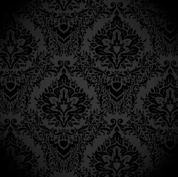 Fundo floral sem costura com padrão de flores para design de papel de parede, preto — Vetor de Stock