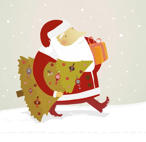 Vector christmas achtergrond met santa — Stockvector