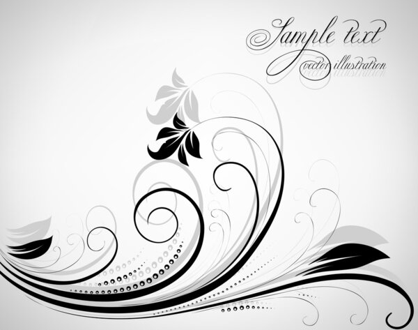 Hand Drawn floral background with flowers, greeting vector card for retro summer design.