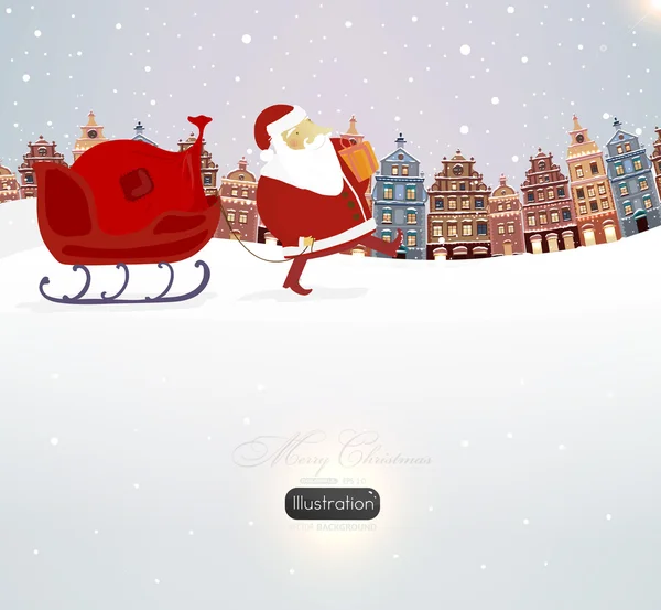 Fondo de Navidad vectorial con santa — Archivo Imágenes Vectoriales