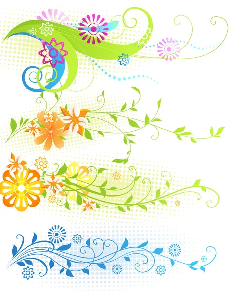 Kézzel rajzolt virágokkal, vektor üdvözlőlap tervezés retro nyári virágos háttér. — Stock Vector